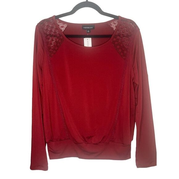 NEW Fortune + Ivy Long Sleeve Burgundy Top - Women’s M - Picture 1 of 7